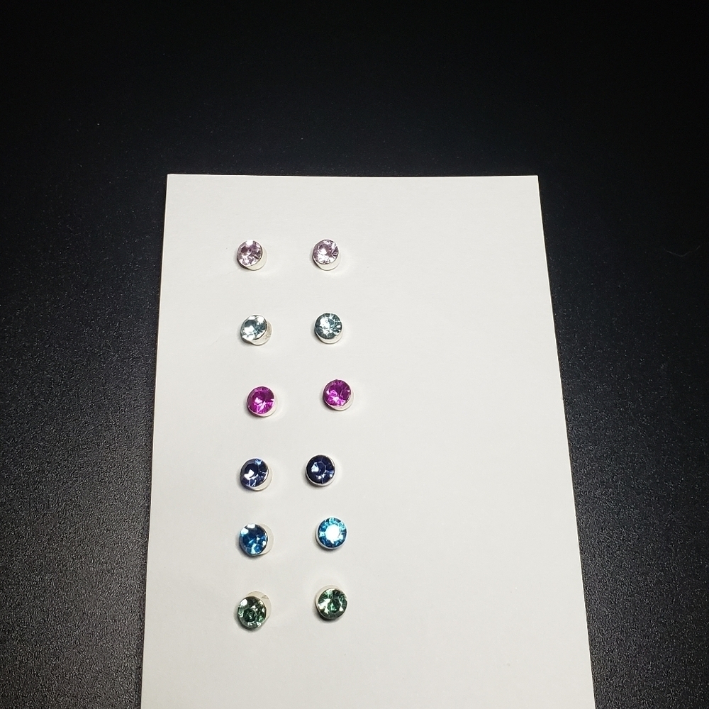 colorful stud stone earrings bundle lot of 6